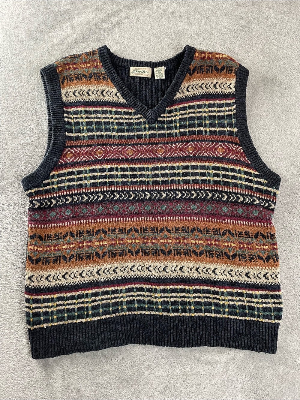 VTG St Johns Bay Vest Men XL Multicolor Silk Cotton Blend Golf Grandpa Academia